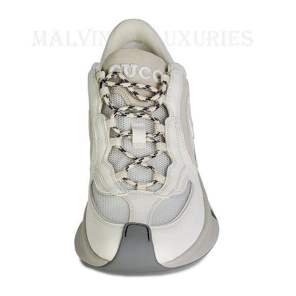 GUCCI SNEAKERS RUN WHITE SUEDE LEATHER INTERLOCKING G LOGO SHOES sz 40.5 10.5 - Picture 5 of 16